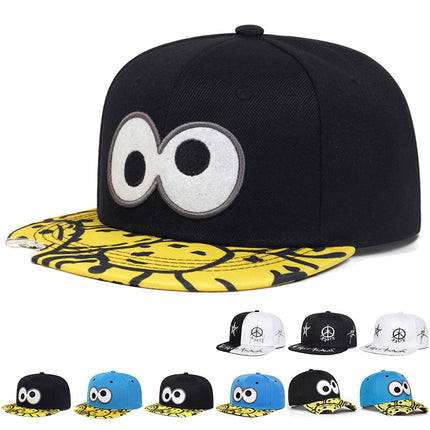 Cross-Border Foreign Trade New Adult Hat Embroidered Eyes Flat Brim Hip-Hop Baseball Cap Outdoor Sun Protection Peaked Cap