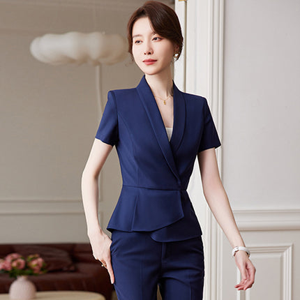 New Professional Suit suit Women's Dress Short Sleeve Suit Jewelry Shop Beauty Salon Hotel Front Desk Manager Work Clothes