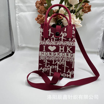 Factory direct 2025 new mobile phone bag convenient storage student bag fashion messenger bag support generation knitted bag
