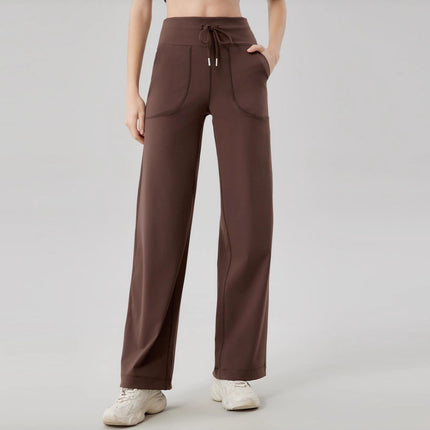 Lulu Straight-Leg Pants Slimming Butt-Lifting Yoga Sports Pants Waist-Cinching Drawstring High-Waisted Wide-Leg Pants Autumn Running Casual Pants