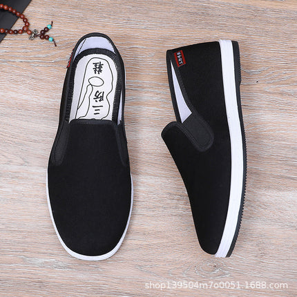 2025 New Style Old Beijing Cloth Shoes Men's Shoes Deodorant Slip-On Casual Shoes Mugwort Three-Proof Cloth Shoes Work Shoes Soft Sole