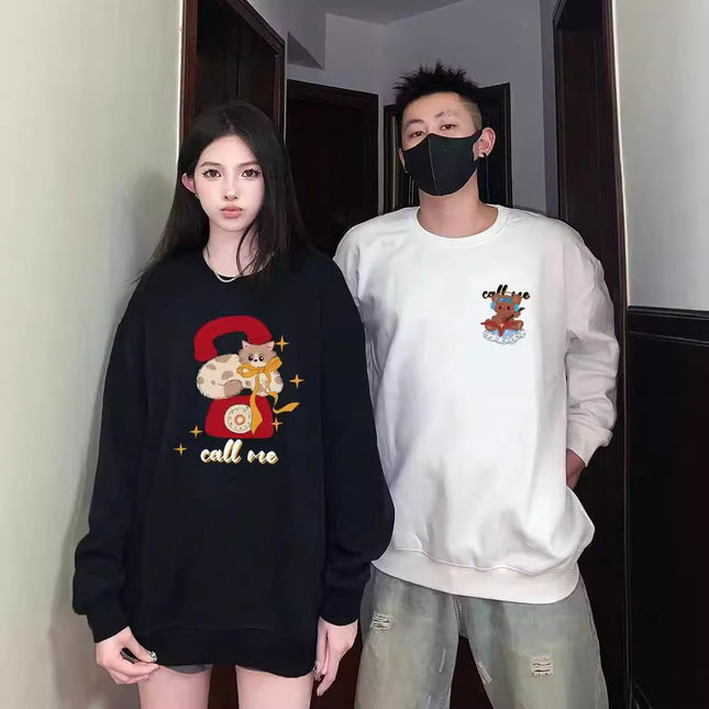 High-end Men's and Women's Long-sleeved Ins Style Top Special Couple Clothing Autumn and Winter fleece-lined Round Neck Sweat Fashion Brand Class Clothes