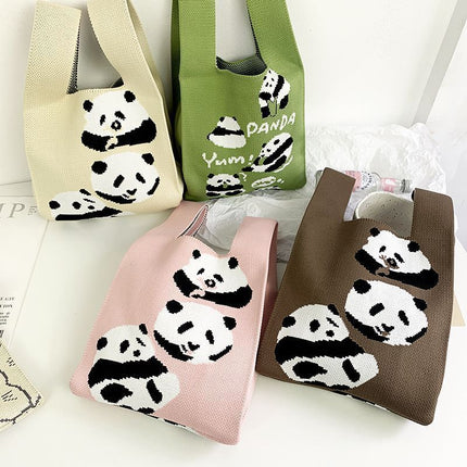 National Treasure Series Panda Knitted Bag Cute Tote Bag Panda Travel Souvenir 2023 New National Trend Bag