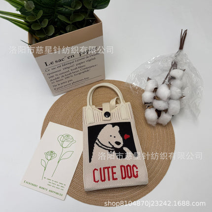 Girl's Heart-Shaped Knitted Crossbody Bag