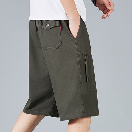 Zorochilde Capri Pants Men's Summer Thin Shorts Pure Cotton Mid-length Pants Outer Wear plus size Workwear Pants Casual Loose