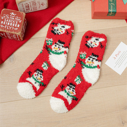 Coral fleece Christmas socks autumn and winter thick tube socks New Year gift socks cartoon Christmas socks cross-border wholesale