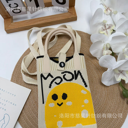 Girl's Heart-Shaped Knitted Crossbody Bag