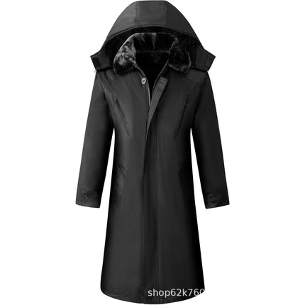 Thickened Winter Men's Extra Long Over-The-Knee Arctic Velvet Liner Removable Cotton Coat to Prevent Cold and Warm Work Cotton Coat