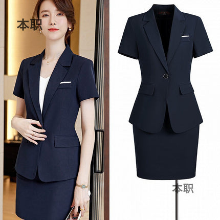 [Autumn Wear] Professional suit Female Temperament Workwear Goddess Fan Hotel Manager Short-sleeved Suit Summer Work Clothes
