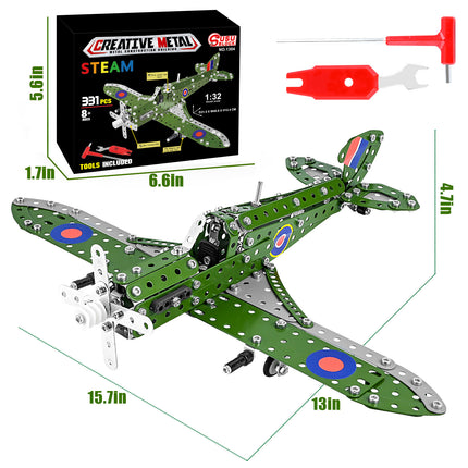 Cross-border metal military aircraft building blocks suit motorcycle fire engineering vehicle children's educational assembled toy model