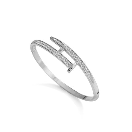Personalized Fashionable Nail Bracelet for Women, High-End, Versatile Zinc Alloy Light Luxury Full Diamond Bracelet, Simple Buckle Bracelet