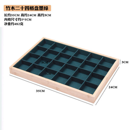Bamboo Edge 24-grid Jewelry Disc Earrings Headline Necklace Sorting Finishing Box Beaded Flower Jewelry Display Rack Looking at Pallets