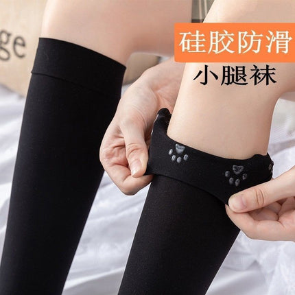 Silicone Non-slip Anti-drop Slimming Shallow Socks Spring and Summer Mid-tube Silk Stockings Half-knee Socks Thin Japanese Style Stockings for Women