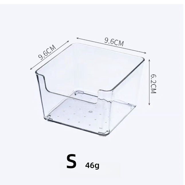 Transparent Notch Storage Box suit Drawer Storage Box Stationery Storage Box Square Cosmetic Storage Box