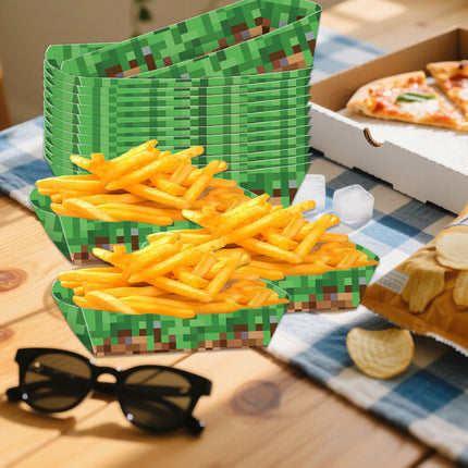 Cross-Border Minecraft Pixel Theme French Fries Box Outdoor Party Snack Box Pixel Sandbox Decorative Square Box