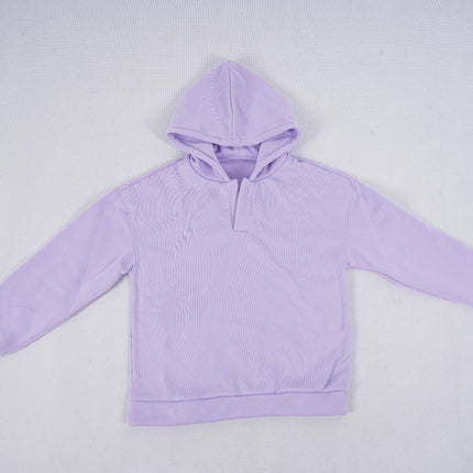 Amazon Cross-Border European and American Women's Autumn and Winter Hooded Sports Sweatshirt Solid Color Fleece-Lined Long-Sleeved Loose Cross-Border Hot Sale