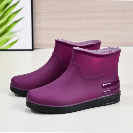 Short Rain Boots Women's Fashionable Outer Wearing Water Shoes Short Rain Boots Low-top fleece-lined Low-barrel overshoes Anti-slip Cross-border Wholesale