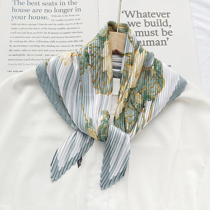 New wrinkled small square scarf female Korean imitation silk printed wrinkled small scarf Joker scarf decorative scarf wholesale