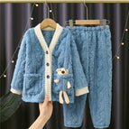 V-neck jacquard denim blue (ragdoll) / XL 165cm