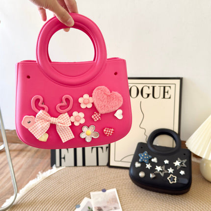 Cross-border new ladies handbag cartoon love fashion round travel storage bag eva hole bag beach bag