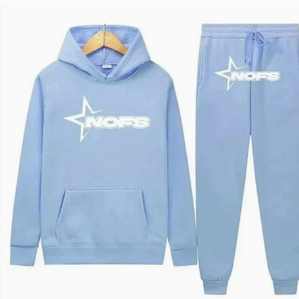 Y2K New Long Sleeve Noes Hoodie Suit Sweatshirt Two-Piece Punk Band Rock Clothing Streetwear