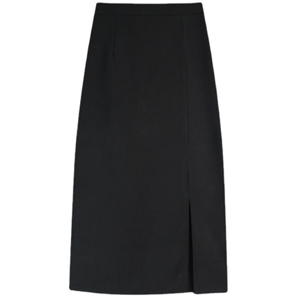 Early autumn versatile split Korean style high-end 20 women's clothing sense 23 mid-length hip skirt high waist slimming A- line skirt
