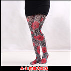 A-3 leopard print big red flower / Printed pantyhose free size