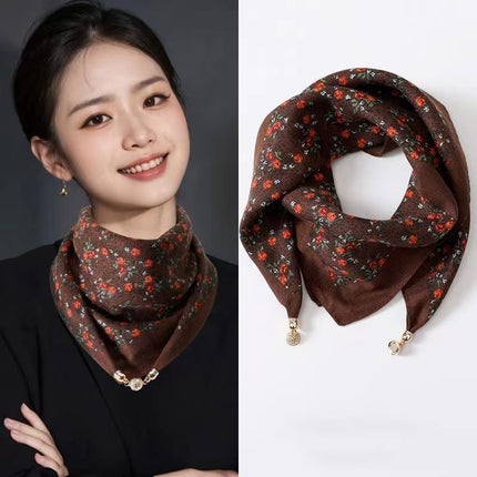 New 65.65 Magnetic Buckle Scarf Women's Square Scarf Winter Lazy Pendant Ins Scarf Scarf Decorative Fashion All-match