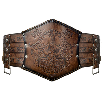 Scandinavian Viking Style Thor's Hammer Embossed Wide Belt Medieval Retro Girdle Knight Belt Cross-Border Hot Sale