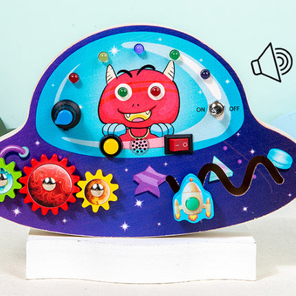 Children's Montessori Early Education Simulation Driving Steering Wheel Digital Switch Light Sound Busy Board Science and Education Aids Educational Toys
