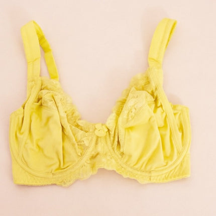 Sponge Padded Shoulder Straps, Lace Trim, Underwire, Ultra-Thin Plus Size Bra, Makes Large Busts Look Smaller, Plus Size European and American Lingerie Cde