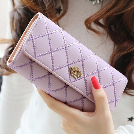 Factory wholesale new wallet female rhombus large capacity girl long wallet fashion mobile phone bag multi-card card holder