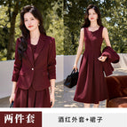 Burgundy suit + 24880 burgundy dress / S