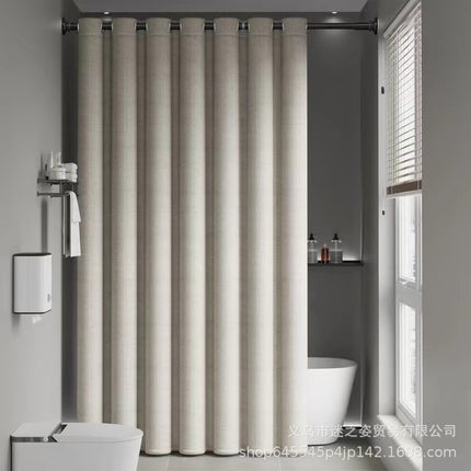 Shower curtain bathroom waterproof curtain mildew partition warm shading high-grade hanging curtain Roman hole wet and dry separation shower bath