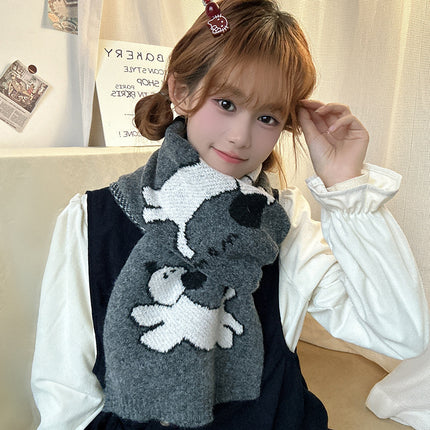 Falling Pool Knitting ~ Running Puppy Original Cartoon ins Korean Style Cartoon Autumn and Winter Warm Atmosphere Couple Student Scarf