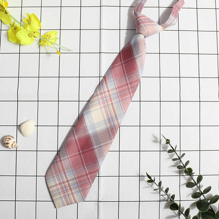 JK Small Tie Women's College Style Lazy Japanese Style Plaid Uniform Shirt Tie Student ins Men's and Women's Short Free Tie