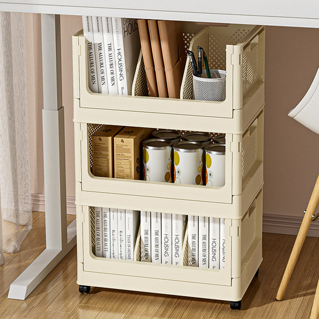 Folding Storage Basket Household Dormitory Desktop Finishing Storage Basket Stackable Wheeled Outdoor Car Large Storage Frame
