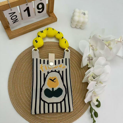 Cartoon Cute Mobile Phone Bag, Cute and Versatile Handbag, Mini Knitted Small Tote Bag, Shoulder Bag, Crossbody Handbag
