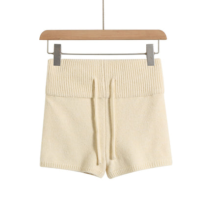 Wholesale hot girls sexy low waist slim hip knitted shorts women's elastic tight drawstring solid color knitted hot pants tide