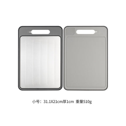 Stainless Steel Multifunctional Cutting Board with Knife Sharpener, Garlic Grinder, Meat Cutting Board, Aluminum Alloy Double-Sided Thawing Cutting Board