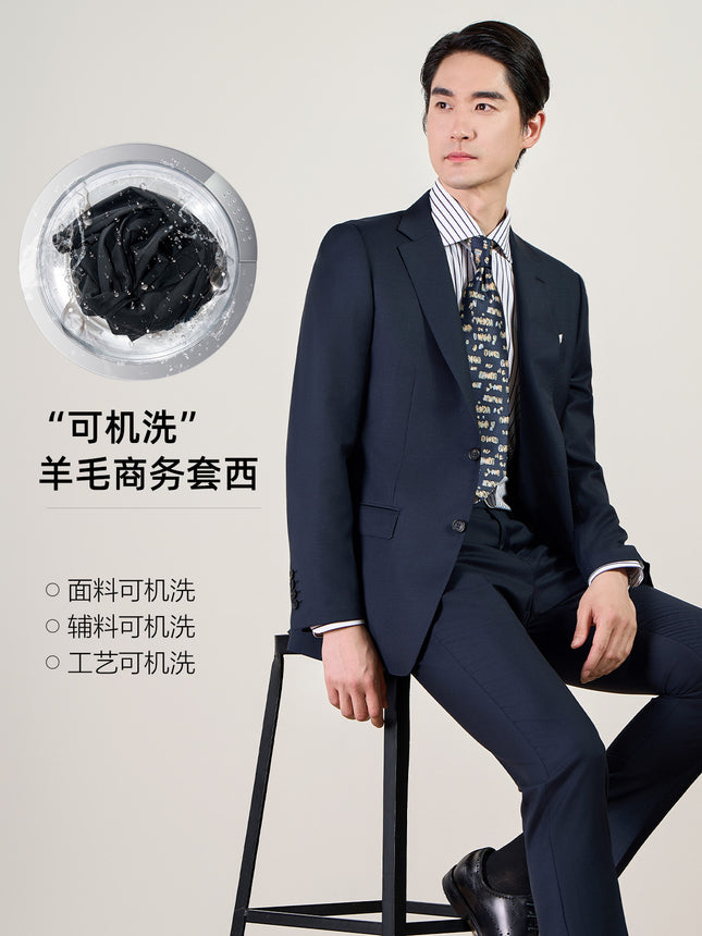 Machine Washable Semi-linen Lined Suit suit Men's High-end Business Dress 100% Wool Suit Men's Pure Wool Jacket