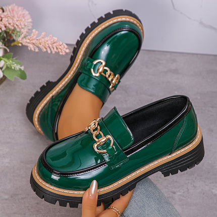 Cross-Border Export Women's Fashionable and Versatile Slip-On Shoes 2025 Spring & Fall New Style Lightweight and Comfortable Thick Heel Loafers