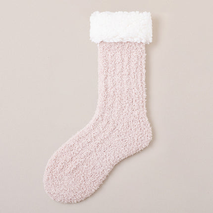 Coral Fleece Socks Women's Winter fleece-lined Thickened Warm Floor Socks Home Sleep Plush Autumn and Winter Snow Moon Socks