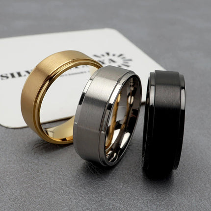 26 Cross-Border Popular Brushed Matte Wedding Rings for Men, 6/8mm Wide, Hot-Selling on Wish and Amazon Independent Sites