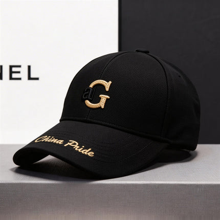Baseball Cap for Men, New Spring/Summer Trendy Korean Style Embroidered Versatile Hard-Brimmed Large Brim Sun Protection Visor Cap