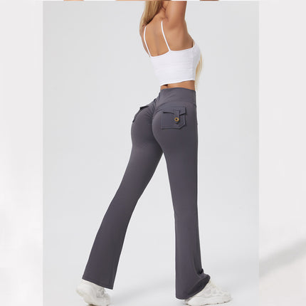 Pocket Yoga Pants Women's Peach Bell Pants Women's High Waist Hip-lifting Sports Tight Pants Quick-drying Yoga Fitness Pants