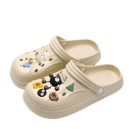 Net red sweat dripping dog eva hole shoes student new summer beach super soft thick bottom height-increasing slippers for outside wear