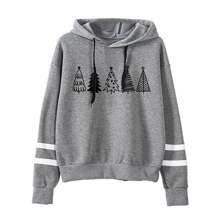 Cross-border foreign trade sources of European and American Christmas tree printing parallel bars striped hoodie European size loose plus size men and women