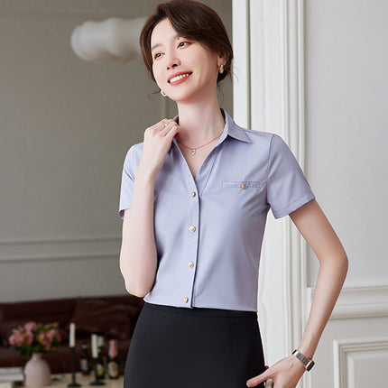Short-sleeved professional shirt summer hotel front desk work clothes civil servant interview formal dress women's shirt suit tooling