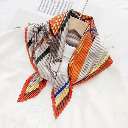 New wrinkled small square scarf female Korean imitation silk printed wrinkled small scarf Joker scarf decorative scarf wholesale